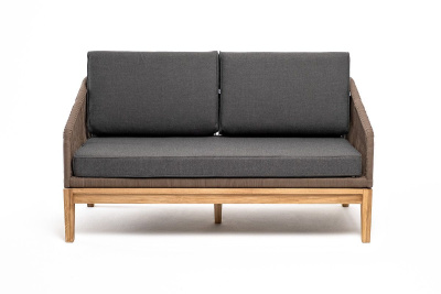 Диван 4SIS Канны 2-местный из роупа; основание дуб, роуп коричневый, ткань темно-серая 027 Диван 4SIS Канны 2-местный из роупа; основание дуб, роуп коричневый, ткань темно-серая 027