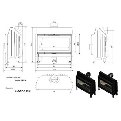 Каминная топка Kratki Blanka 910 Каминная топка Kratki Blanka 910