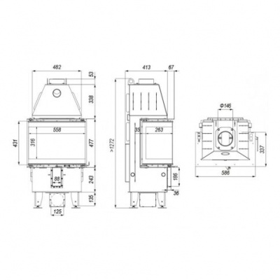 Топка Defro Home Intra SM C, 10 кВт, 753/477/337мм
