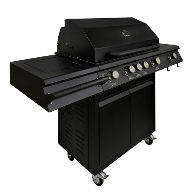 Газовый гриль B-Fire Bizon Premium 4 (2 столика + тележка 70 см.), черный Газовый гриль B-Fire Bizon Premium 4 (2 столика + тележка 70 см.), черный