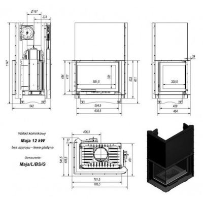 Каминная топка Kratki Maja L BS G (угловое стекло слева, гильотина) Каминная топка Kratki Maja L BS G (угловое стекло слева, гильотина)