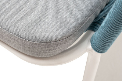 Стул из роупа 4SIS Марсель, Каркас алюминий светло-серый (RAL7035) муар, роуп бирюзовый, ткань светло-серая