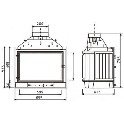 Каминная топка Cheminees Diffusion B 1,0 с шибером Каминная топка Cheminees Diffusion B 1,0 с шибером