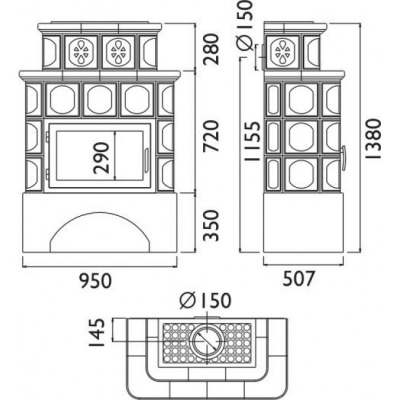 Печь-камин ABX KARELIE (зеленый)