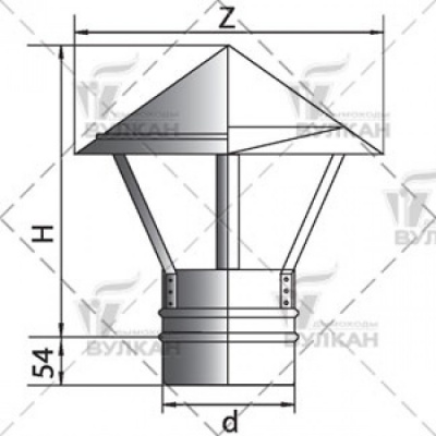 Зонт на расш. Вулкан AHR d300 матов.