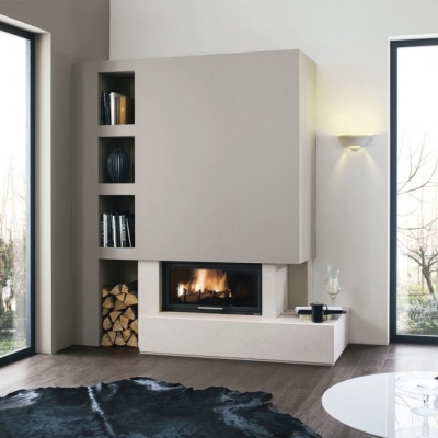 Каминная облицовка Palazzetti Dundee dx, Bianco Mediterraneo, под Monoblocco 16:9 front Каминная облицовка Palazzetti Dundee dx, Bianco Mediterraneo, под Monoblocco 16:9 front