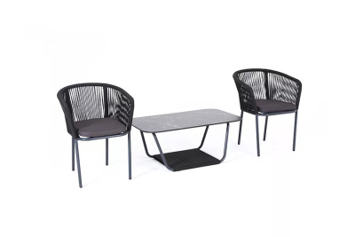 Кофейный набор 4SIS Марсель плетеный из роупа Цвет: темно-серый Кофейный набор 4SIS Марсель плетеный из роупа Цвет: темно-серый