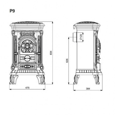 Печь-камин Kaw-Met P9 patyna 10.1 kW Печь-камин Kaw-Met P9 patyna 10.1 kW