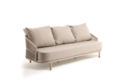 Диван 4SIS Верона 3-местный из роупа, каркас белый муар, роуп бежевый, ткань бежевая 052