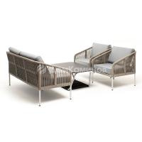 Лаунж-зона 4SIS Канны 4-местная из роупа со столиком Глория Цвет: светло-серый, серый меланж