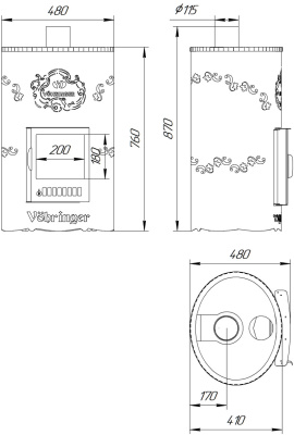 Дровяная печь Ферингер Уют-18 ПФ в кожухе (Стандарт), до 18 м³ Дровяная печь Ферингер Уют-18 ПФ в кожухе (Стандарт), до 18 м³