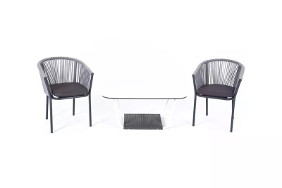 Кофейный набор 4SIS Марсель плетеный из роупа Цвет: светло-серый Кофейный набор 4SIS Марсель плетеный из роупа Цвет: светло-серый