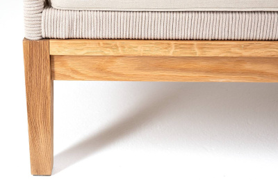 Правый модуль 4SIS Канны из роупа, основание дуб, роуп бежевый круглый, ткань бежевая 052