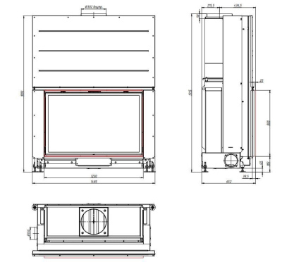 Топка BAUFLAMM FL120/80h glass + grid