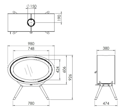 Камин Dik Geurts Oval Front Legs