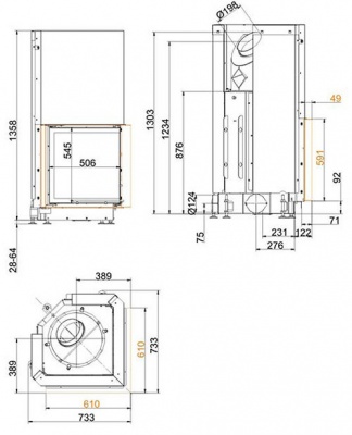 Каминная топка Brunner Eck-Kamine EK 57/52/52 с подъемом 