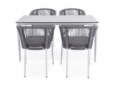 Обеденная группа 4SIS Малага 4-местная со стульями Марсель Цвет: белый, светло-серый, молочный