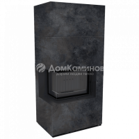 Каминокомплект FLOKI в облицовке OSSIDO NERO, угловое стекло слева