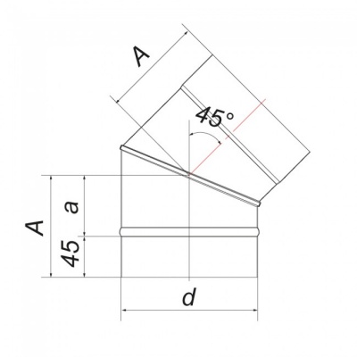Отвод Вулкан VBR 45 D115, нерж., черный