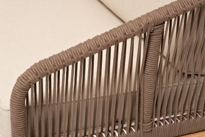 Лаунж-зона 4SIS Канны 4-местная из роупа со столиком Гранада, со столом "Гранада" (серый гранит), основание дуб, роуп коричневый, ткань бежевая