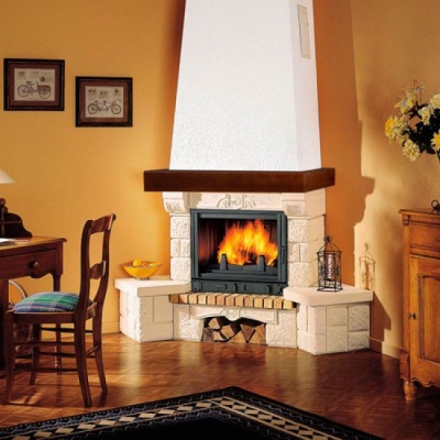 Каминная облицовка Supra-Russia Bolero SR, желтая, с деревянной балкой Каминная облицовка Supra-Russia Bolero SR, желтая, с деревянной балкой