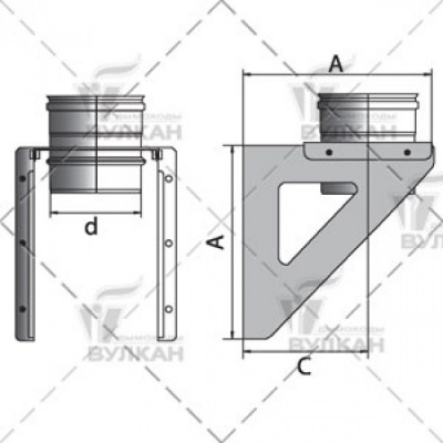 Кронштейн на расш. Вулкан OSHR d250 матов-зерк.