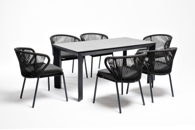 Обеденная группа 4SIS Венето 6-местная со стульями Милан Цвет: темно-серый, серый гранит