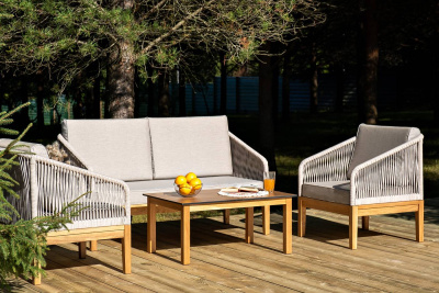 Лаунж-зона 4SIS Канны 4-местная из роупа со столиком Канны Цвет: дуб, бежевый