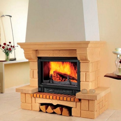 Каминная облицовка Supra-Russia Sardane SR, желтая, с каменной балкой Каминная облицовка Supra-Russia Sardane SR, желтая, с каменной балкой