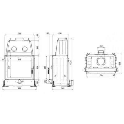 Топка Defro Home Portal ME, 12 кВт, 740/629мм