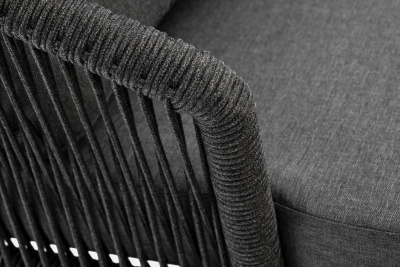 Кресло 4SIS Мадрид, каркас алюминий темно-серый муар, роуп темно-серый, ткань темно-серая 027