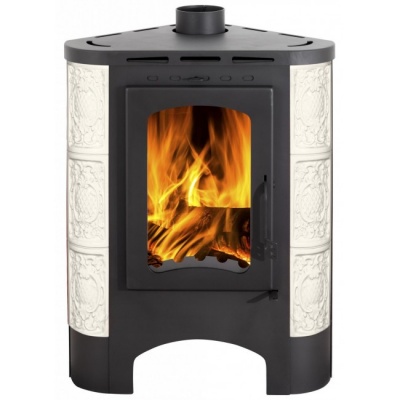 Печь-камин ЭкоКамин Бавария Угловая Радиус изразцовая Барокко бежевый (PKIR059)