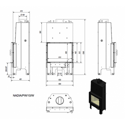 Каминная топка Kratki Nadia PW 10 W Каминная топка Kratki Nadia PW 10 W