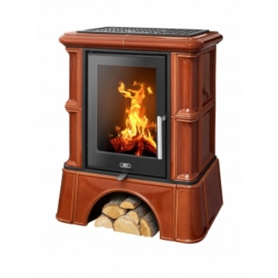 Печь-камин ABX BAVARIA EXclusive, кафельный цоколь - вставка Orion (каштан)