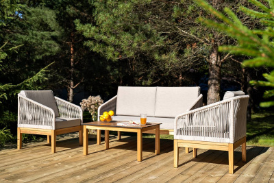 Лаунж-зона 4SIS Канны 4-местная из роупа со столиком Канны Цвет: дуб, бежевый