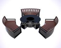 Лавка полукруг со спинкой и подлокотниками