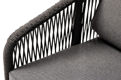 Кресло 4SIS Канны из роупа, основание дуб, роуп темно-серый, ткань темно-серая 027