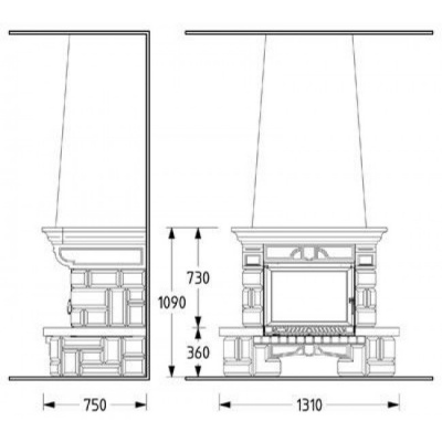 Каминная облицовка Supra-Russia Sardane SR, желтый, с каменной балкой, универсальная Каминная облицовка Supra-Russia Sardane SR, желтый, с каменной балкой, универсальная