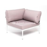 Угловой модуль 4SIS Касабланка из роупа, каркас алюминий светло-серый муар, роуп серо-коричневый, ткань бежевая 052