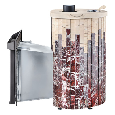 Дровяная печь Ферингер Оптима ПФ в облицовке Россо Леванте+"Окаменевшее дерево", до 28 м³ Дровяная печь Ферингер Оптима ПФ в облицовке Россо Леванте+"Окаменевшее дерево", до 28 м³