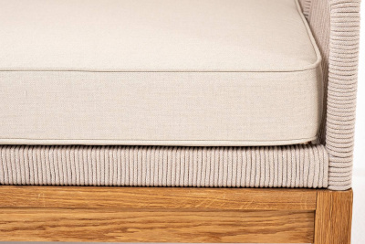 Левый модуль 4SIS Канны из роупа, основание дуб, роуп бежевый круглый, ткань бежевая 052