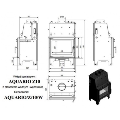 Каминная топка Kratki с водяным контуром AQUARIO Z 10 PW W Каминная топка Kratki с водяным контуром AQUARIO Z 10 PW W