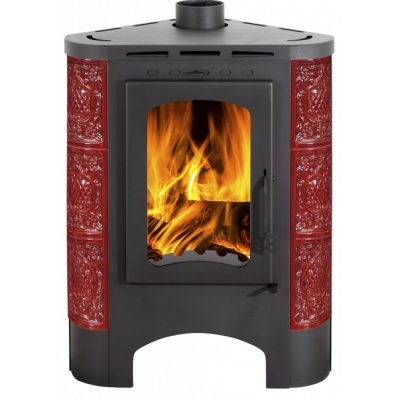 Печь-камин ЭкоКамин Бавария Угловая Радиус изразцовая Барокко кирпичный (PKIR061)