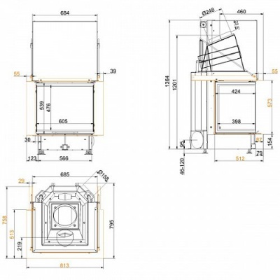 Каминная топка Brunner Panorama 57/40/60/40  Каминная топка Brunner Panorama 57/40/60/40
