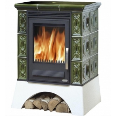 Печь-камин ABX Helvetia LP, с чугунной топкой (зеленый)