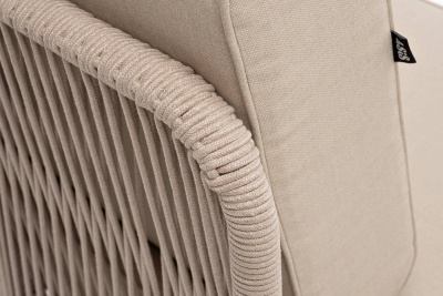 Угловой модуль 4SIS Канны из роупа, каркас алюминий белый муар, роуп бежевый круглый, ткань бежевая 035 Угловой модуль 4SIS Канны из роупа, каркас алюминий белый муар, роуп бежевый круглый, ткань бежевая 035