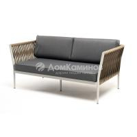 Диван 4SIS Касабланка 2-местный из роупа, каркас светло-серый шагрень, роуп серо-коричневый, ткань серая 017