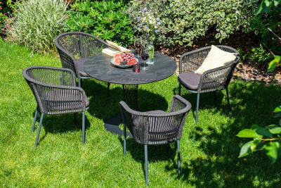 Обеденная группа 4SIS Диего 4-местная из роупа со стульями Марсель Цвет: серый гранит, серый Обеденная группа 4SIS Диего 4-местная из роупа со стульями Марсель Цвет: серый гранит, серый