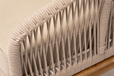 Кресло 4SIS Канны из роупа, основание дуб, роуп бежевый, ткань бежевая 052