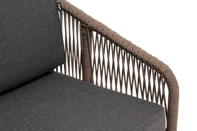 Диван 4SIS Канны 2-местный из роупа; основание дуб, роуп коричневый, ткань темно-серая 027 Диван 4SIS Канны 2-местный из роупа; основание дуб, роуп коричневый, ткань темно-серая 027